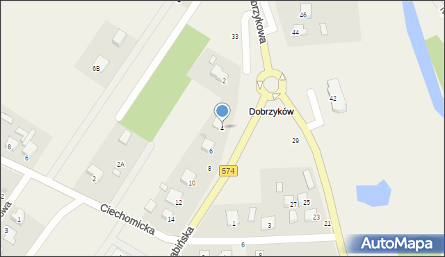 Dobrzyków, Gąbińska, 4, mapa Dobrzyków