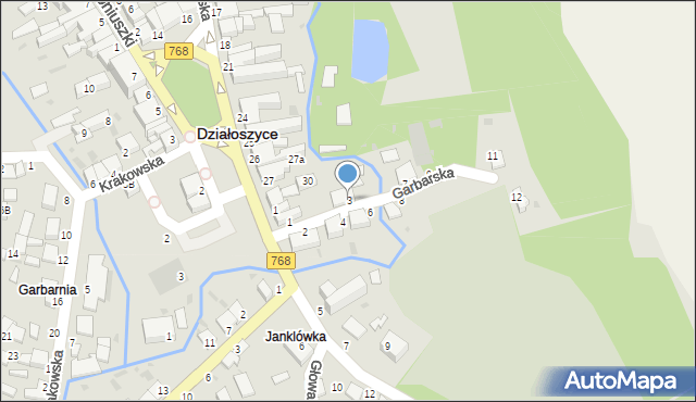 Działoszyce, Garbarska, 3, mapa Działoszyce