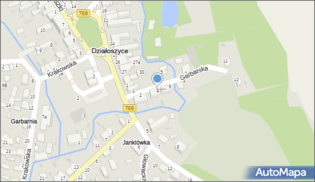 Działoszyce, Garbarska, 4, mapa Działoszyce