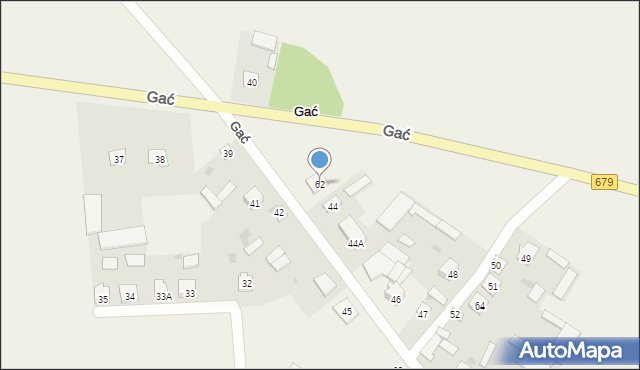 Gać, Gać, 62, mapa Gać