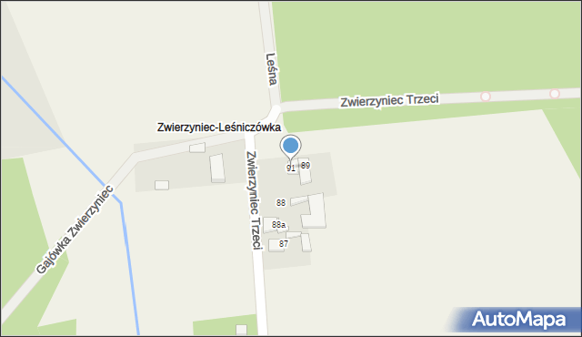 Gajówka Zwierzyniec, Gajówka Zwierzyniec, 91, mapa Gajówka Zwierzyniec