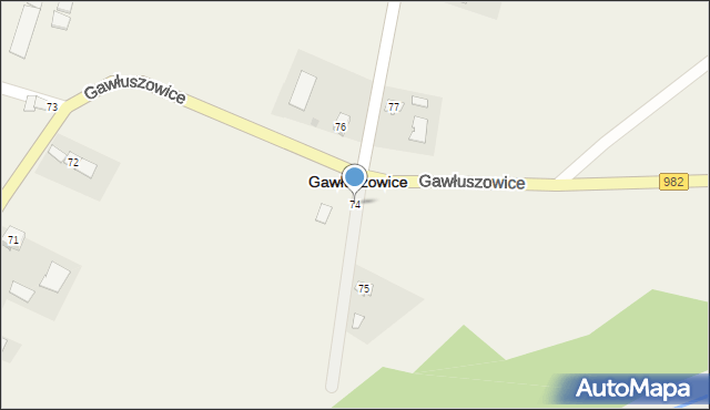 Gawłuszowice, Gawłuszowice, 74, mapa Gawłuszowice