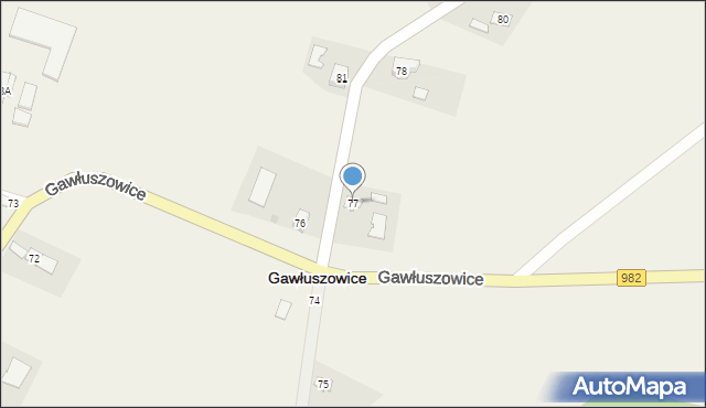 Gawłuszowice, Gawłuszowice, 77, mapa Gawłuszowice