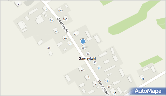 Gawrzyjałki, Gawrzyjałki, 28, mapa Gawrzyjałki