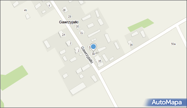 Gawrzyjałki, Gawrzyjałki, 34, mapa Gawrzyjałki