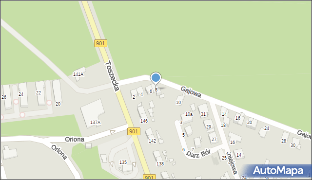 Gliwice, Gajowa, 8, mapa Gliwic