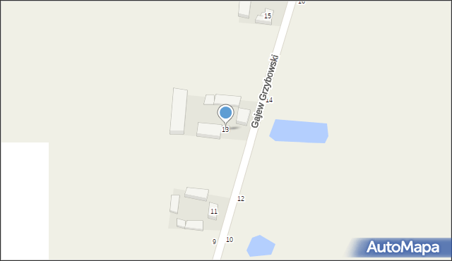Grzybów Dolny, Gajew Grzybowski, 13, mapa Grzybów Dolny