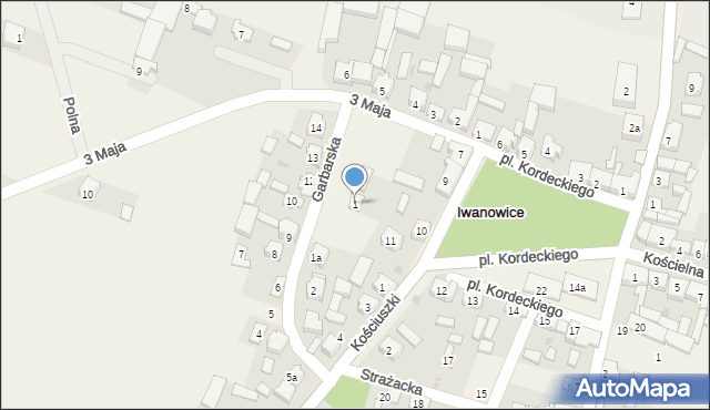 Iwanowice, Garbarska, 1, mapa Iwanowice