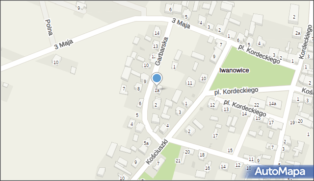 Iwanowice, Garbarska, 1a, mapa Iwanowice