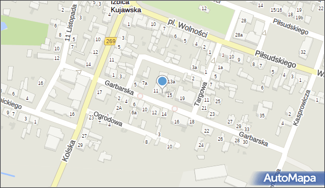 Izbica Kujawska, Garbarska, 13, mapa Izbica Kujawska