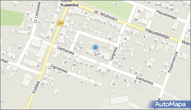 Izbica Kujawska, Garbarska, 15, mapa Izbica Kujawska