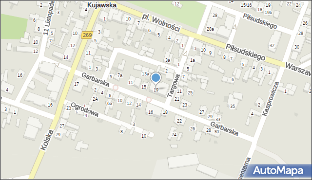 Izbica Kujawska, Garbarska, 19, mapa Izbica Kujawska
