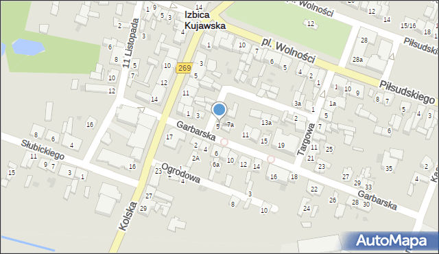 Izbica Kujawska, Garbarska, 7, mapa Izbica Kujawska