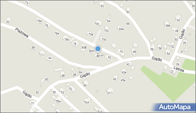 Jasło, Gądki, 80, mapa Jasła