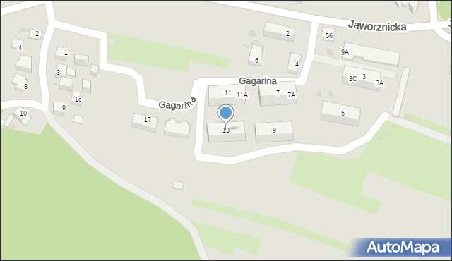 Jaworzno, Gagarina Jurija, 13, mapa Jaworzno