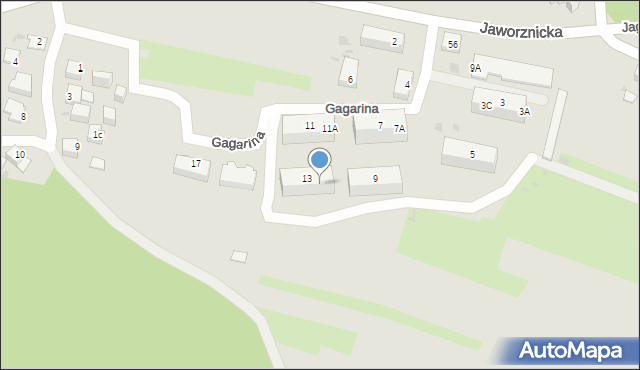 Jaworzno, Gagarina Jurija, 13A, mapa Jaworzno