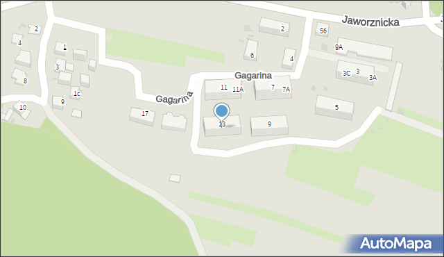 Jaworzno, Gagarina Jurija, 13B, mapa Jaworzno