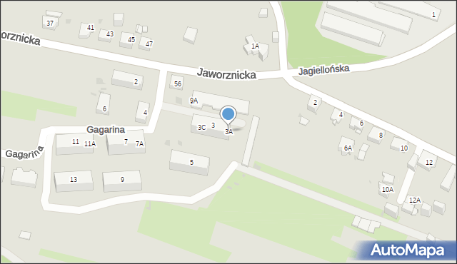 Jaworzno, Gagarina Jurija, 3A, mapa Jaworzno