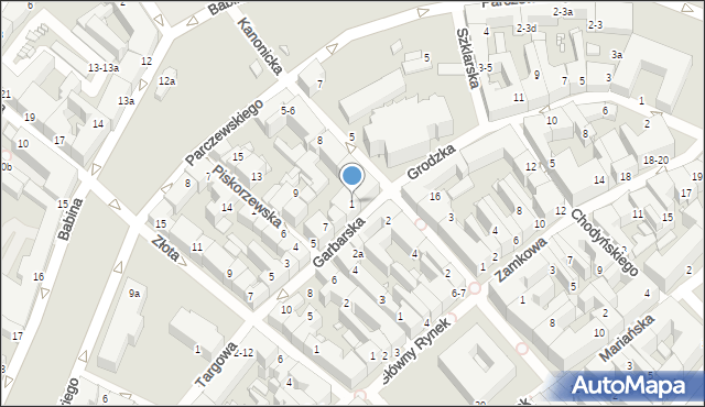 Kalisz, Garbarska, 1, mapa Kalisza