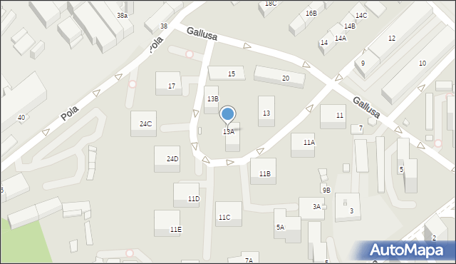 Katowice, Gallusa Józefa, 13A, mapa Katowic