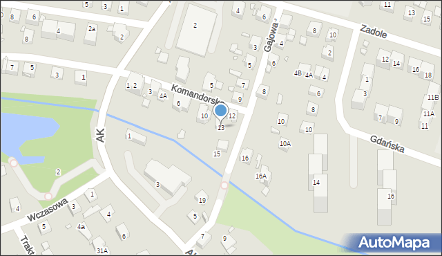 Katowice, Gajowa, 13, mapa Katowic