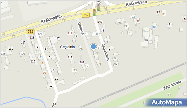 Kielce, Gajowa, 7, mapa Kielc