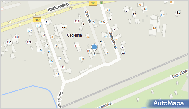 Kielce, Gajowa, 8, mapa Kielc