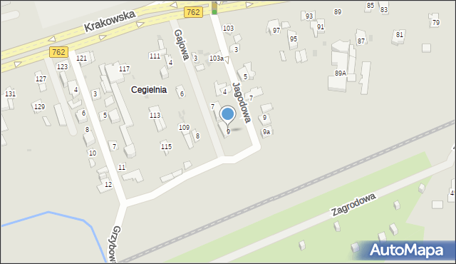 Kielce, Gajowa, 9, mapa Kielc