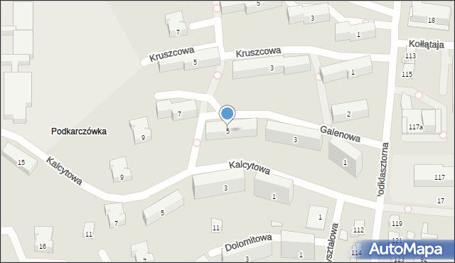 Kielce, Galenowa, 5, mapa Kielc