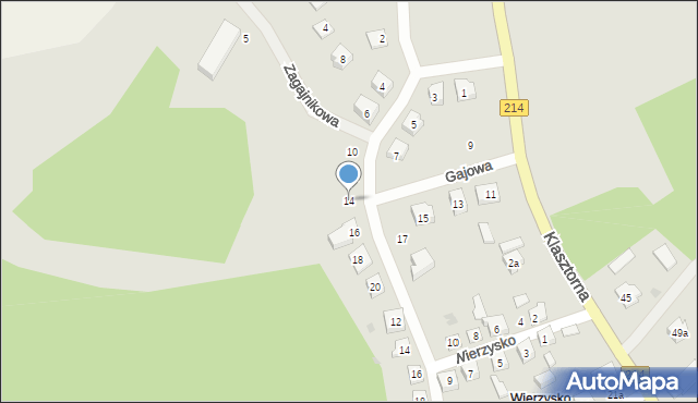 Kościerzyna, Gajowa, 14, mapa Kościerzyna