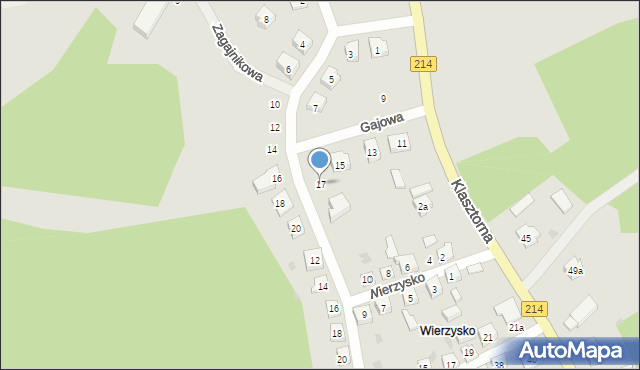 Kościerzyna, Gajowa, 17, mapa Kościerzyna