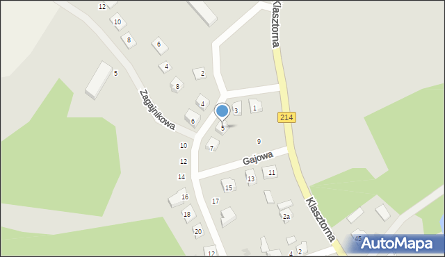 Kościerzyna, Gajowa, 5, mapa Kościerzyna