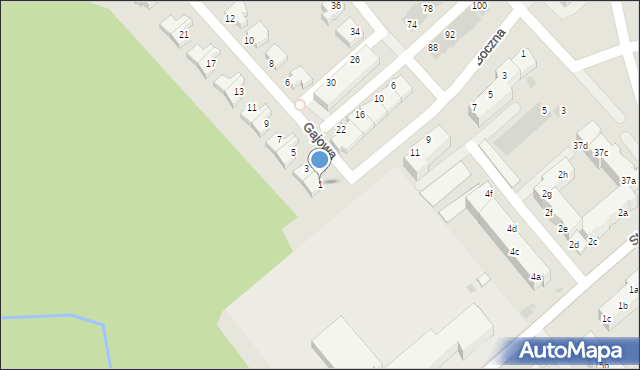 Koszalin, Gajowa, 1, mapa Koszalina