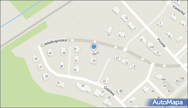 Koszalin, Gajowa, 26A, mapa Koszalina