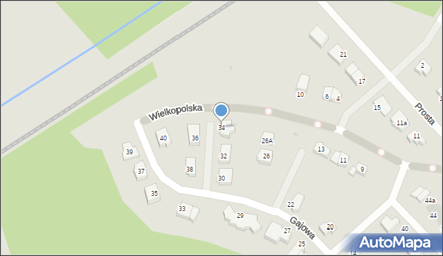 Koszalin, Gajowa, 34, mapa Koszalina