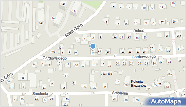 Kraków, Gardowskiego Ludwika, 11, mapa Krakowa