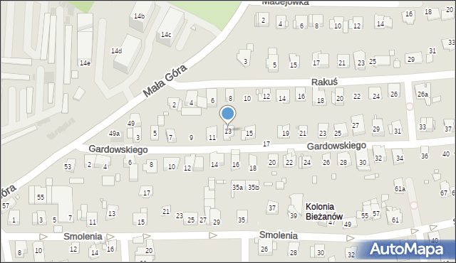 Kraków, Gardowskiego Ludwika, 13, mapa Krakowa