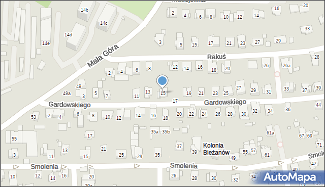 Kraków, Gardowskiego Ludwika, 15, mapa Krakowa