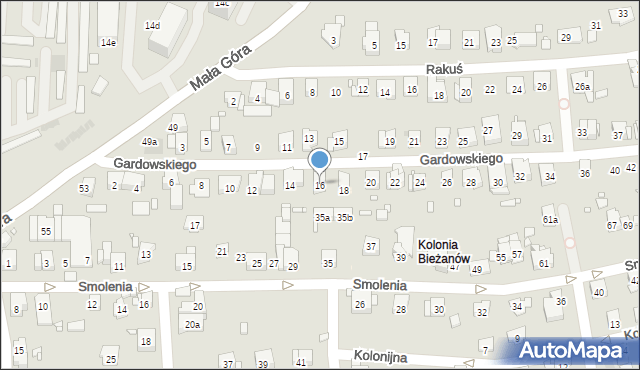 Kraków, Gardowskiego Ludwika, 16, mapa Krakowa