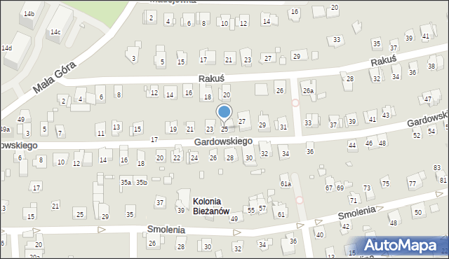 Kraków, Gardowskiego Ludwika, 25, mapa Krakowa