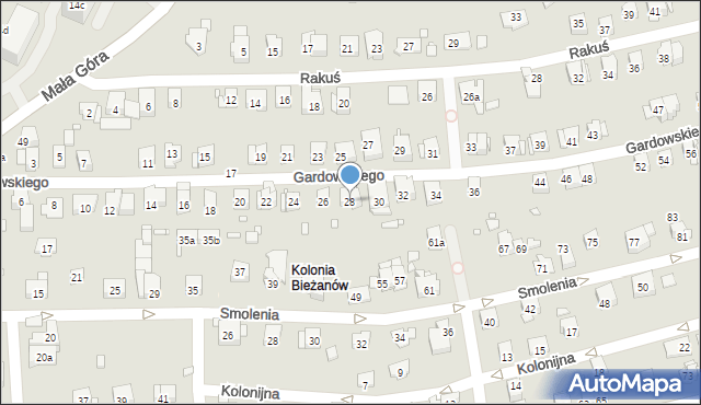 Kraków, Gardowskiego Ludwika, 28, mapa Krakowa