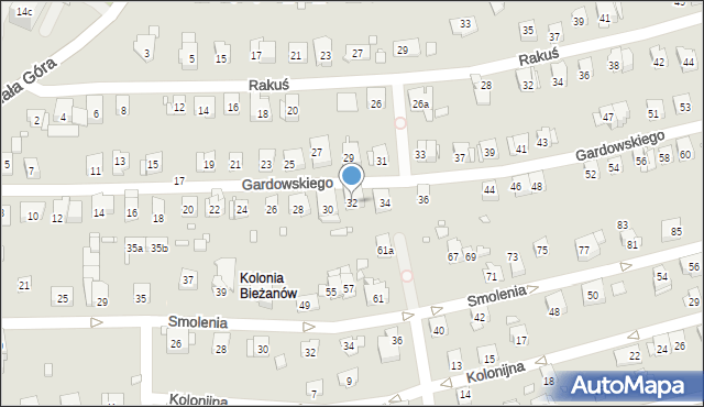 Kraków, Gardowskiego Ludwika, 32, mapa Krakowa