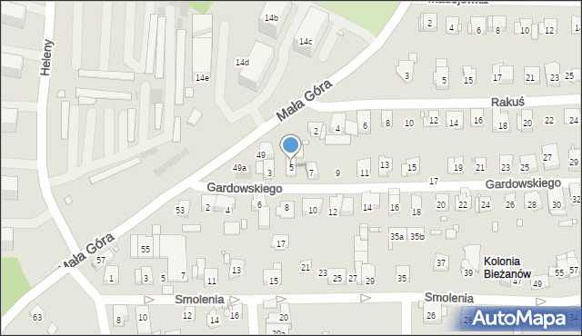 Kraków, Gardowskiego Ludwika, 5, mapa Krakowa