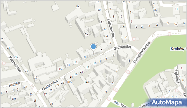 Kraków, Garbarska, 7, mapa Krakowa