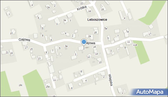 Leboszowice, Gajowa, 1, mapa Leboszowice