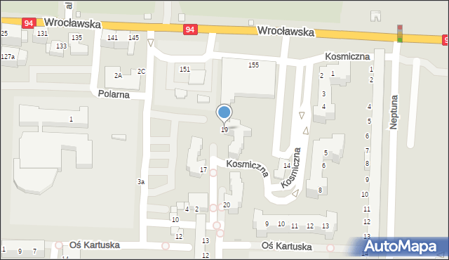 Legnica, Galaktyczna, 19, mapa Legnicy