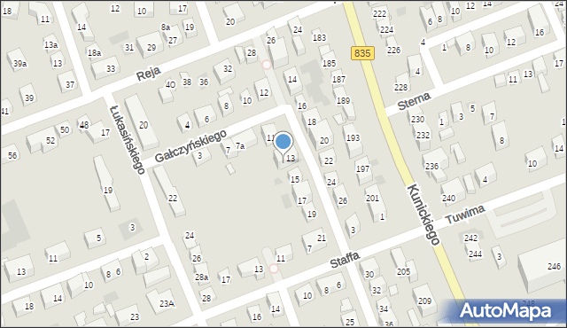 Lublin, Gałczyńskiego Konstantego Ildefonsa, 13a, mapa Lublina