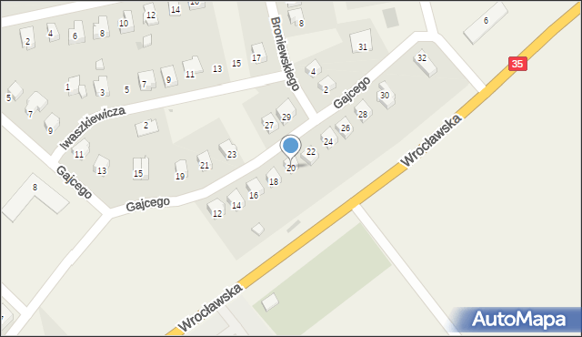 Marcinowice, Gajcego Tadeusza, 20, mapa Marcinowice