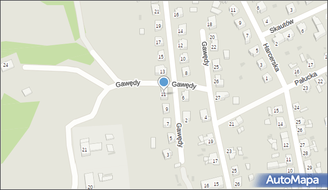 Miastko, Gawędy, 11, mapa Miastko