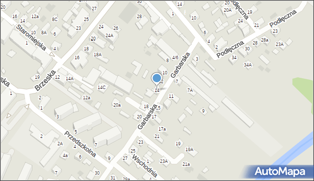 Międzyrzec Podlaski, Garbarska, 14, mapa Międzyrzec Podlaski